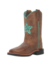 Load image into Gallery viewer, Dan Post Star Inlay Square Toe Brown Boots.