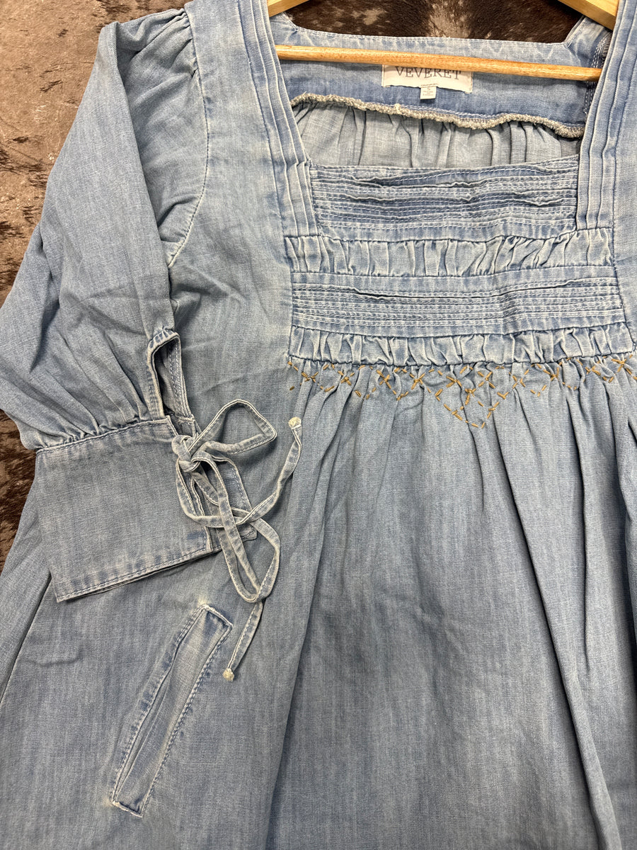 Woman's Veveret Denim Smocked Babydoll Dress Rustic Soul Woman's Veveret Denim Smocked Babydoll Dress Rustic Soul