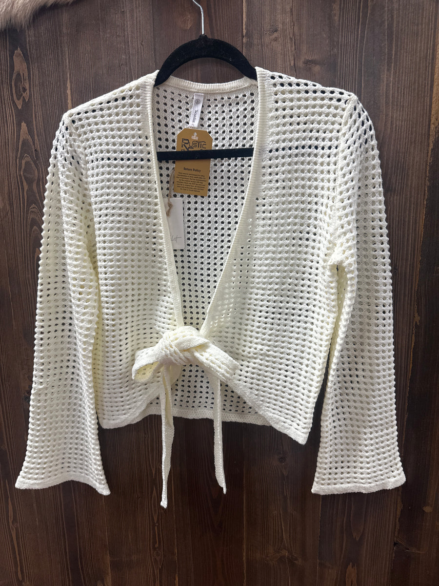 Off White Open Knit Front Tie Cardigan. – Rustic Soul