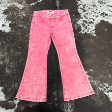Load image into Gallery viewer, Girls Pink Distressed Buttom Flare Jeans.