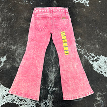 Load image into Gallery viewer, Girls Pink Distressed Buttom Flare Jeans.
