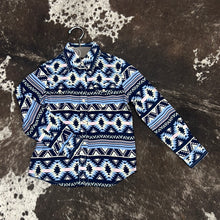 Load image into Gallery viewer, Girl’s Navy Aztec LS Shirt