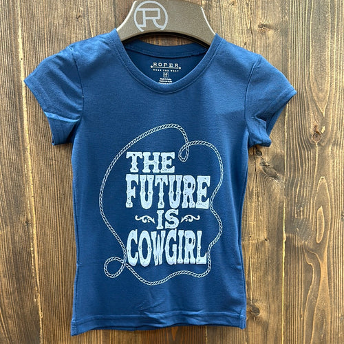Roper Girls “The Future is Cowgirl” Navy Blue Tee.