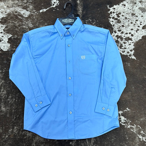 Solid Baby Blue Boys Button Up.