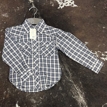 Load image into Gallery viewer, Boy’s Blue Plaid LS Snap Up