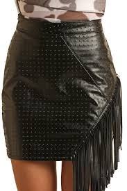 Black Leather Stud Skirt