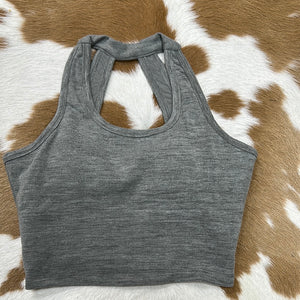Athletic Bra with Back Cutout Detail.