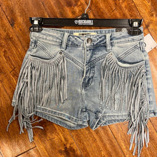 Load image into Gallery viewer, Women Fringe Baby Blue Shorts