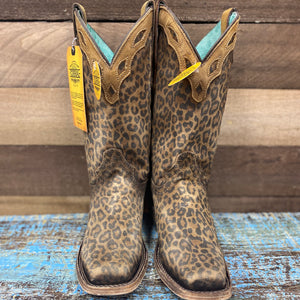 Ladies Corral Leopard Overlay Sq Toe Boot