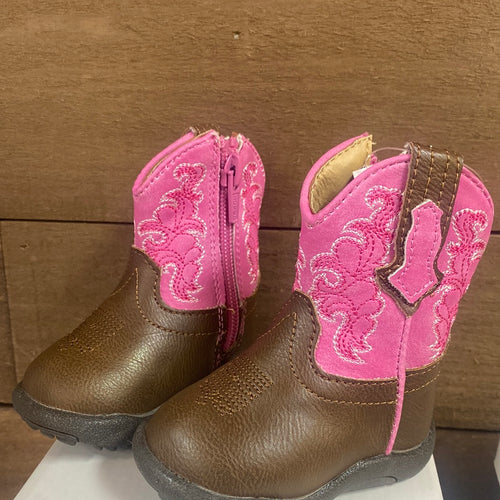 Roper Infants Brown Vamp/Pink Faux Leather