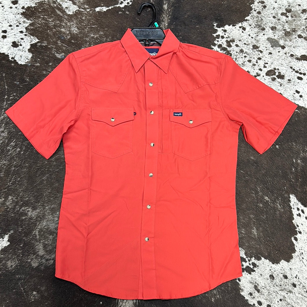 Wrangler Burnt Orange Short Sleeve Button Up.