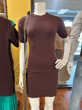 Load image into Gallery viewer, Wishlist Short Sleeve Mini Sweater Dress Espresso