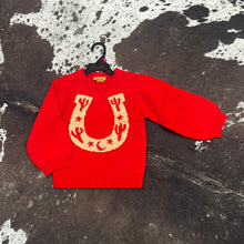 Load image into Gallery viewer, Girl’s Wrangler Horseshoe Red Sweater