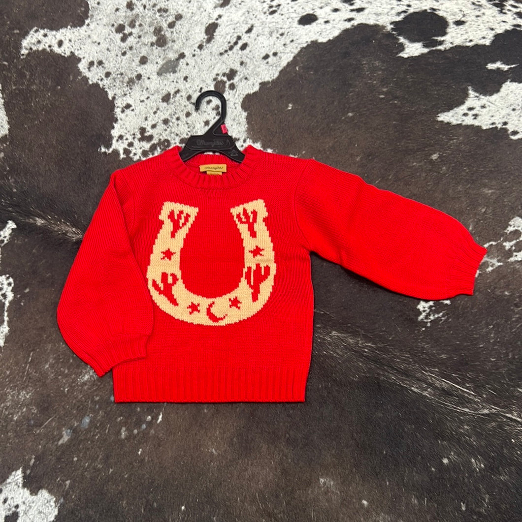 Girl’s Wrangler Horseshoe Red Sweater