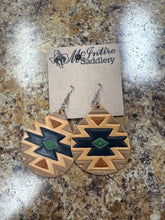 Load image into Gallery viewer, Leather Aztec Small Bell Earrings