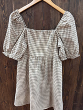 Load image into Gallery viewer, Women’s Cream Choco Plaid Square Neck Mini Dress