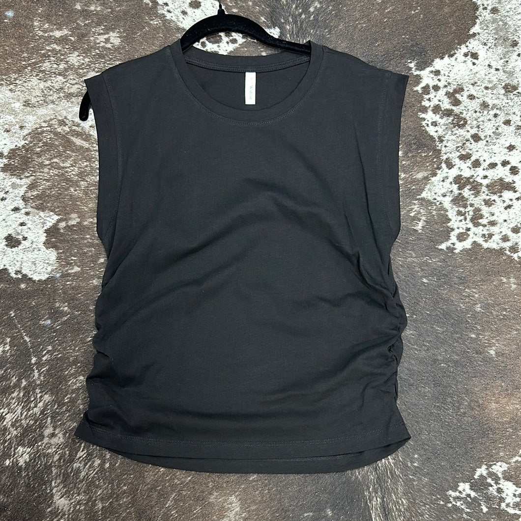 Muscule Tee with Side Ruched Detail.