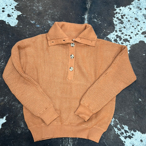 Brick Collared Sweater with Buttons.
