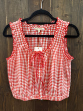 Load image into Gallery viewer, Red &amp; White Gingham Button Top