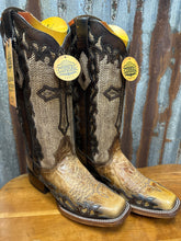 Load image into Gallery viewer, Corral Ladies Sand Jute &amp; Cross Oveay Wide Square Toe Boots.
