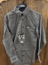 Load image into Gallery viewer, Men’s Panhandle Long Sleeve Charcoal Checkered Button Up