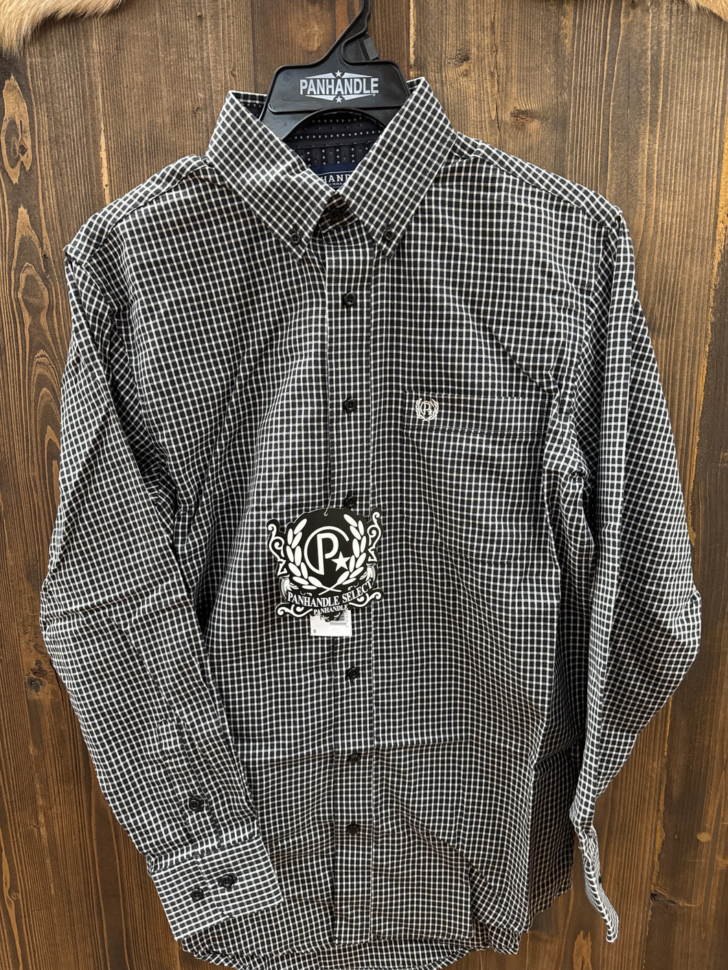 Men’s Panhandle Long Sleeve Charcoal Checkered Button Up