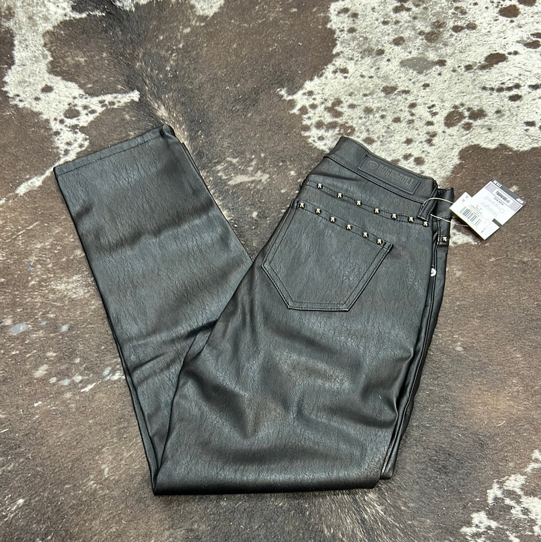 Women’s Black Leather Cropped Pants