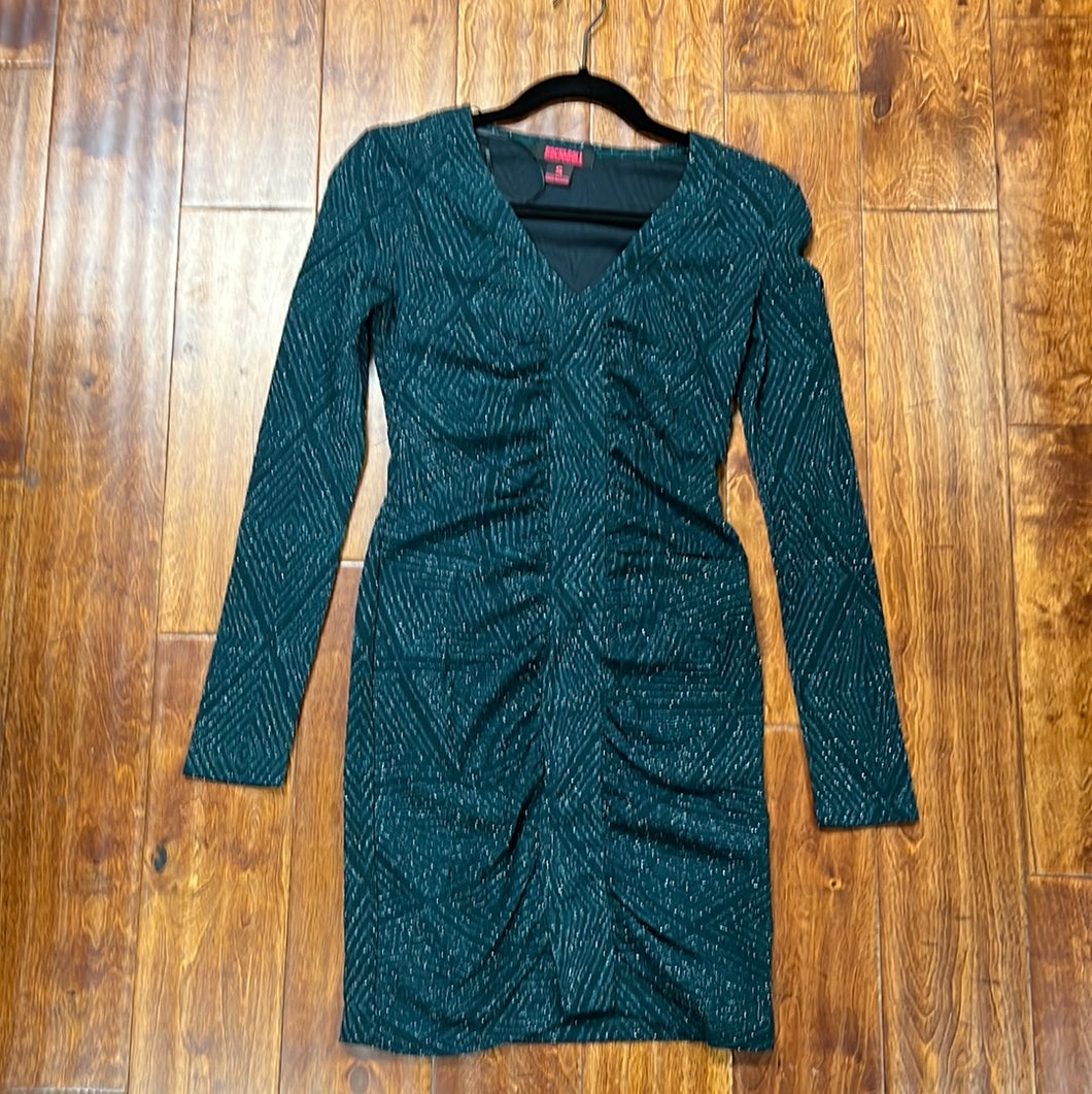 Green Shimmer Ruched Dress