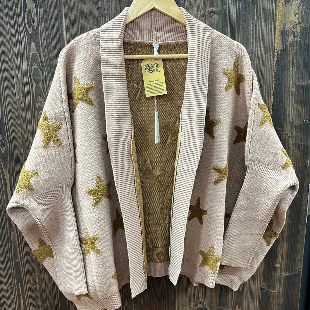 Mauve/Gucci Boucle Star Oversized Cardigan.
