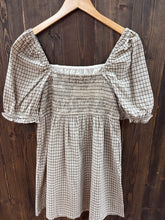 Load image into Gallery viewer, Women’s Cream Choco Plaid Square Neck Mini Dress