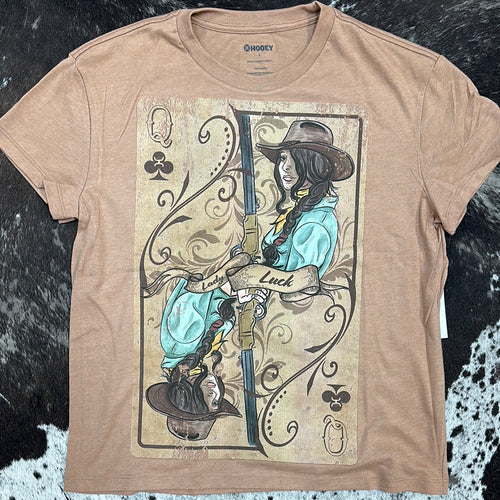 Ladies Hooey Lady Luck Light Brown Heather Short Sleeve Tshirt