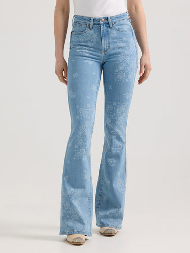 Women’s Wrangler Retro Bailey High Rise Printed Flare Jeans.