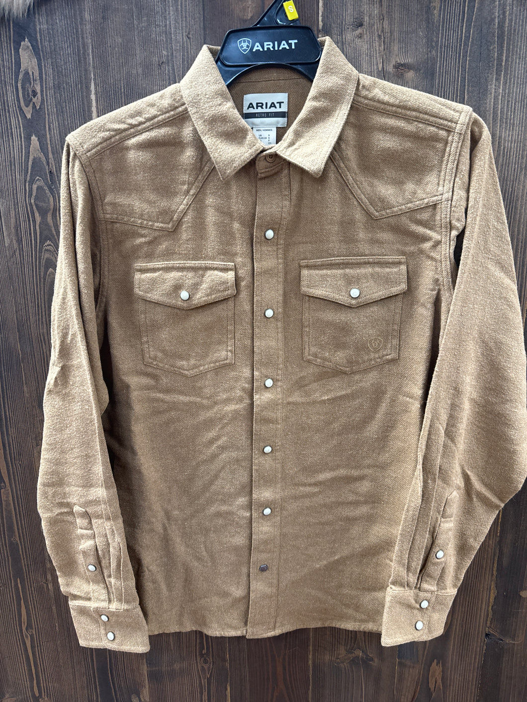 Men’s Ariat Hyde Retro Long Sleeve Khaki Snap Up Shirt