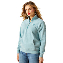 Load image into Gallery viewer, Ariat Teal Heather Logo 1/2 Zip Sweatshirt.