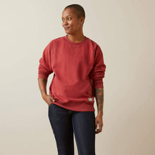 Load image into Gallery viewer, Womens Rebar Red Dahlia Heather Fleece Sweatshirt.