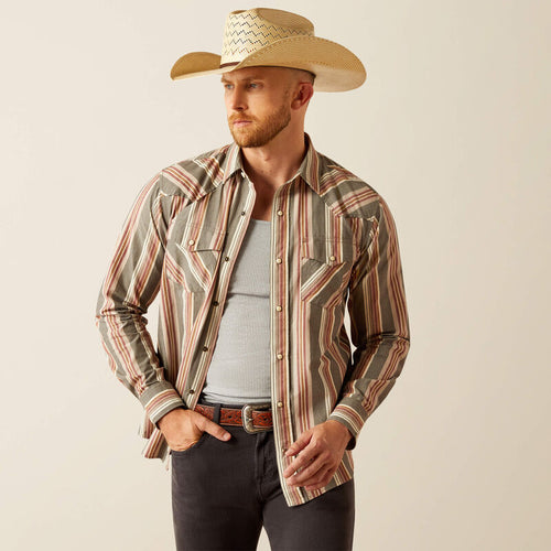 Ariat Hawk Retro Fit Dark Grey Striped Snap Up.