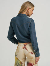Load image into Gallery viewer, Wrangler X Lainey Wilson Tie Front Denim Shirt.