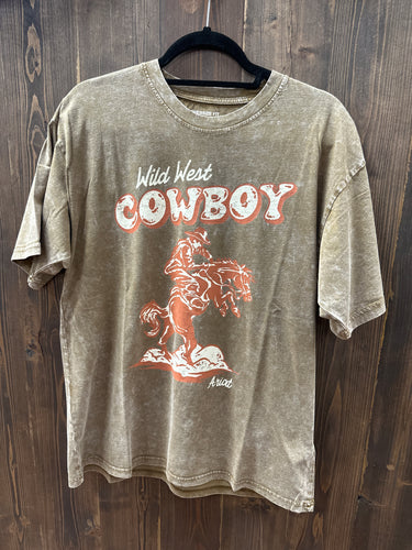 Ariat Womens Cowboy Brown Oversized Tee.