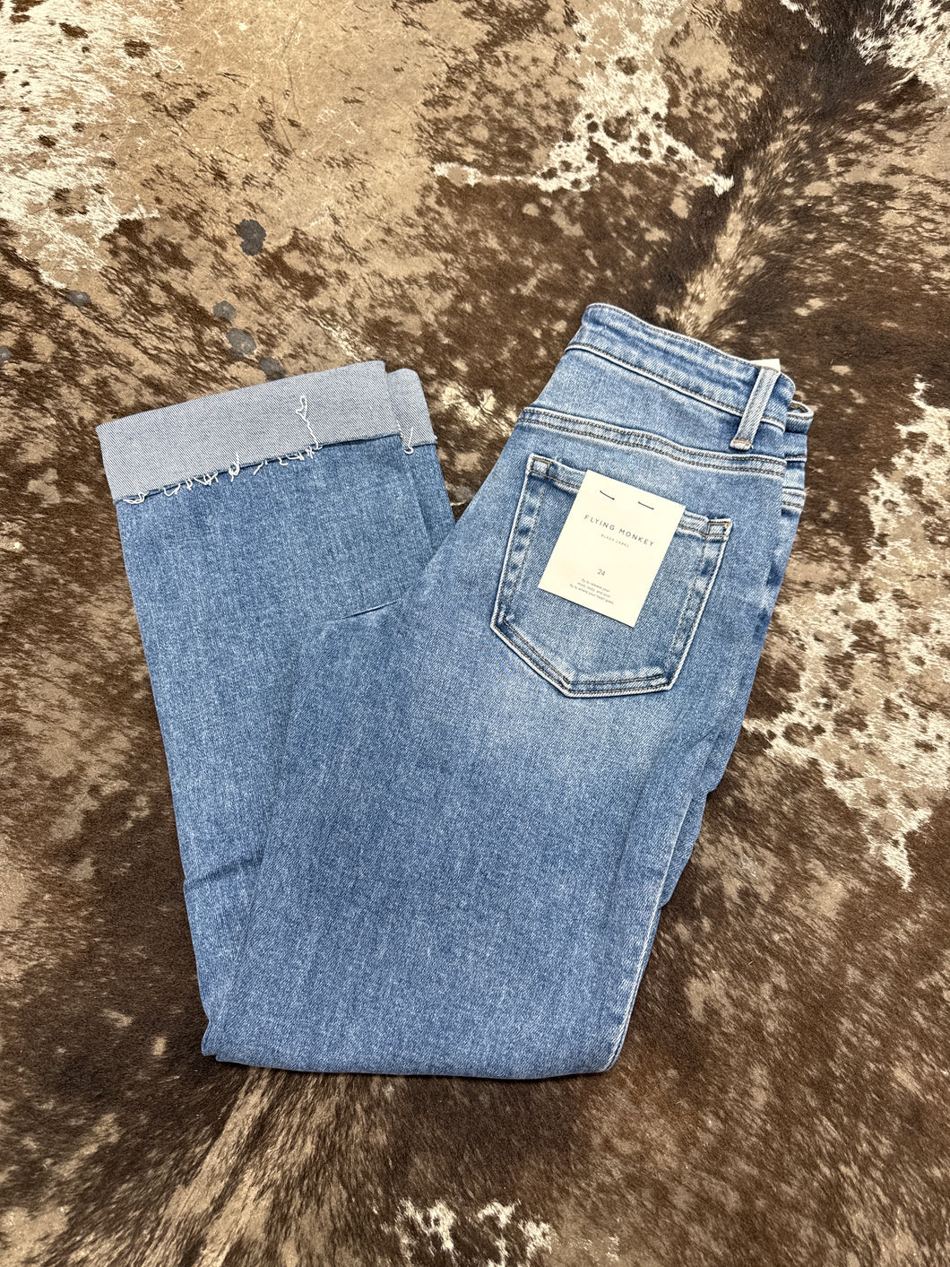 Flying Monkey High Rise Cuff Crop Straight