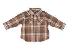 Load image into Gallery viewer, Little Boy's Wrangler Maple Brown Long Sleeve Plaid Western Snap Shirt