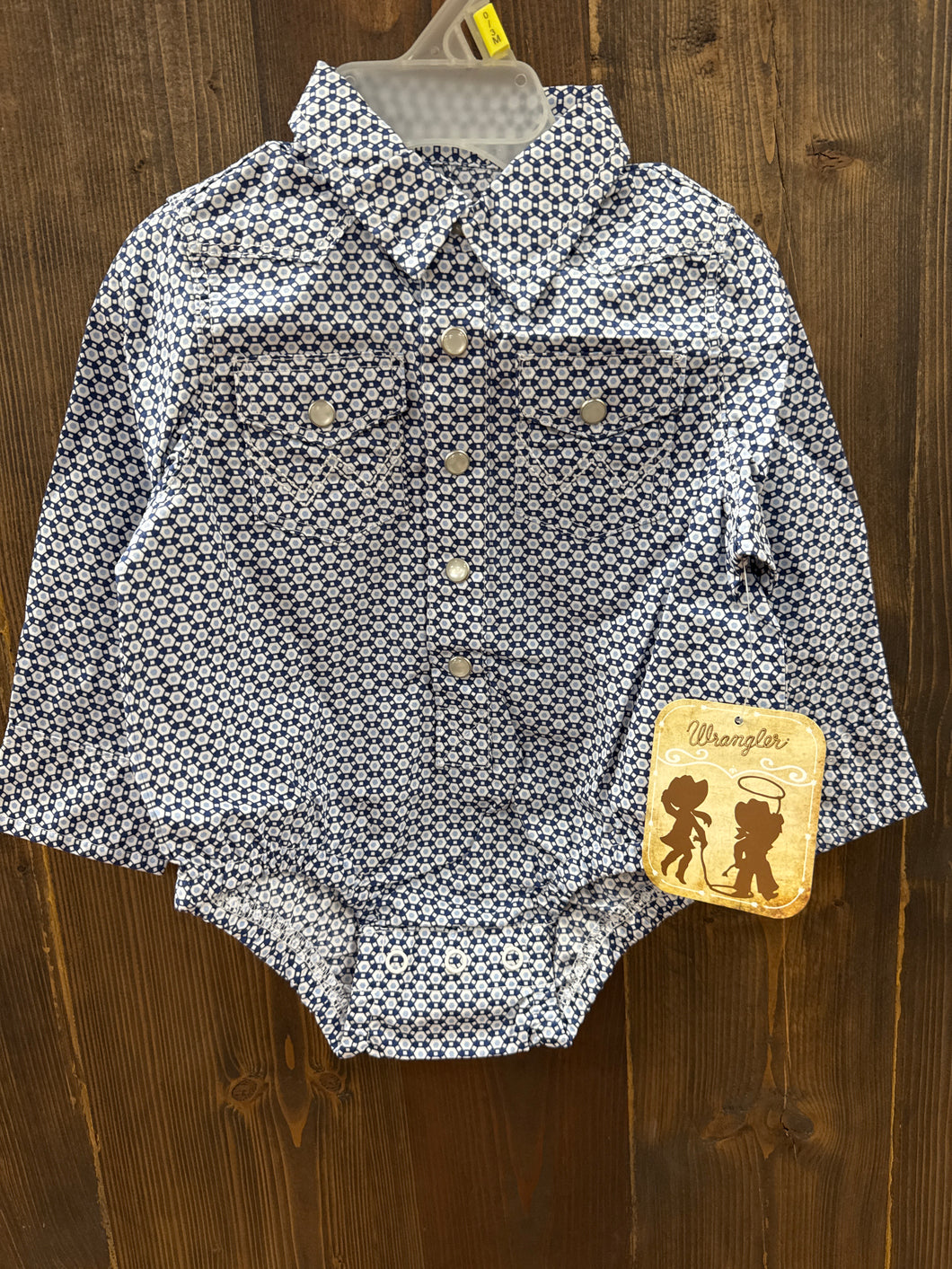 Baby Boy Wrangler Onesie Blue Print