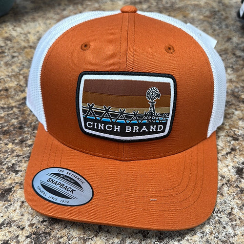 Cinch Burnt Orange Mens Trucker  Cap.
