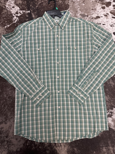 Wrangler George Straight Collection Plaid Green Button Up.