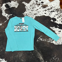 Load image into Gallery viewer, Women’s LS Turquoise Howdy Shirt