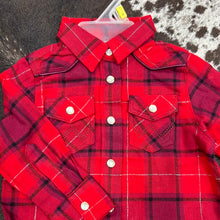 Load image into Gallery viewer, Girl’s Wrangler Red Plaid LS Snap Up