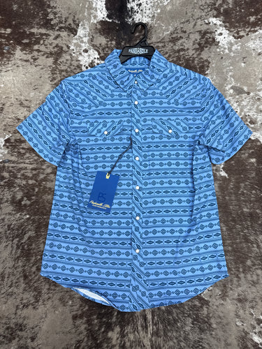Men’s Panhandle Blue Aztec SS Snap Up