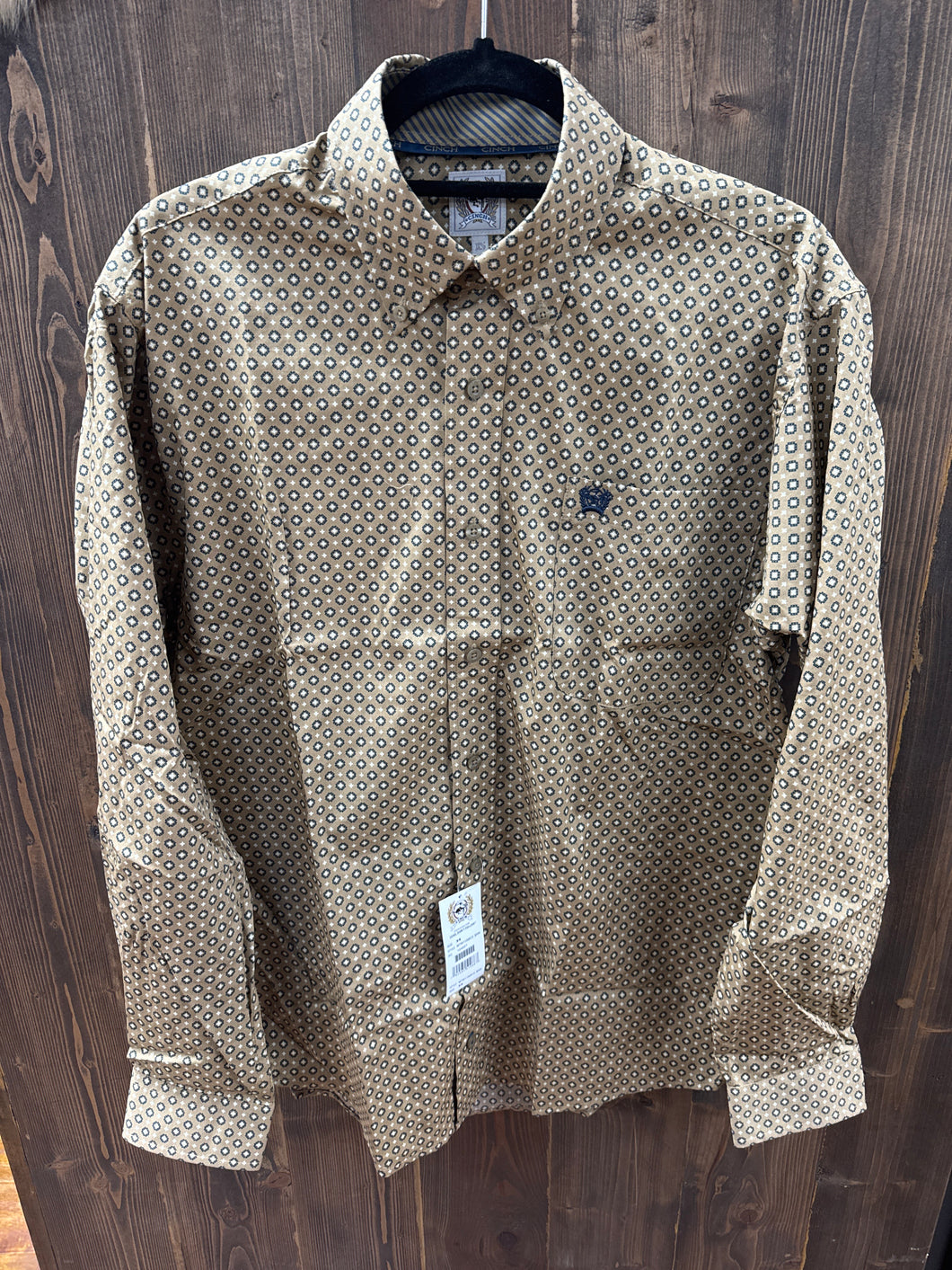 Men’s Cinch Long Sleeve Plaid Brown Button Up