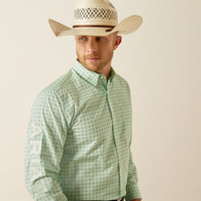 Load image into Gallery viewer, Men’s Ariat Pierson Light Green/White Button Up Shirt.