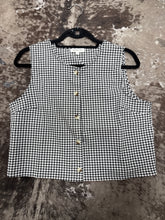 Load image into Gallery viewer, Black And White Gingham Button Up Top