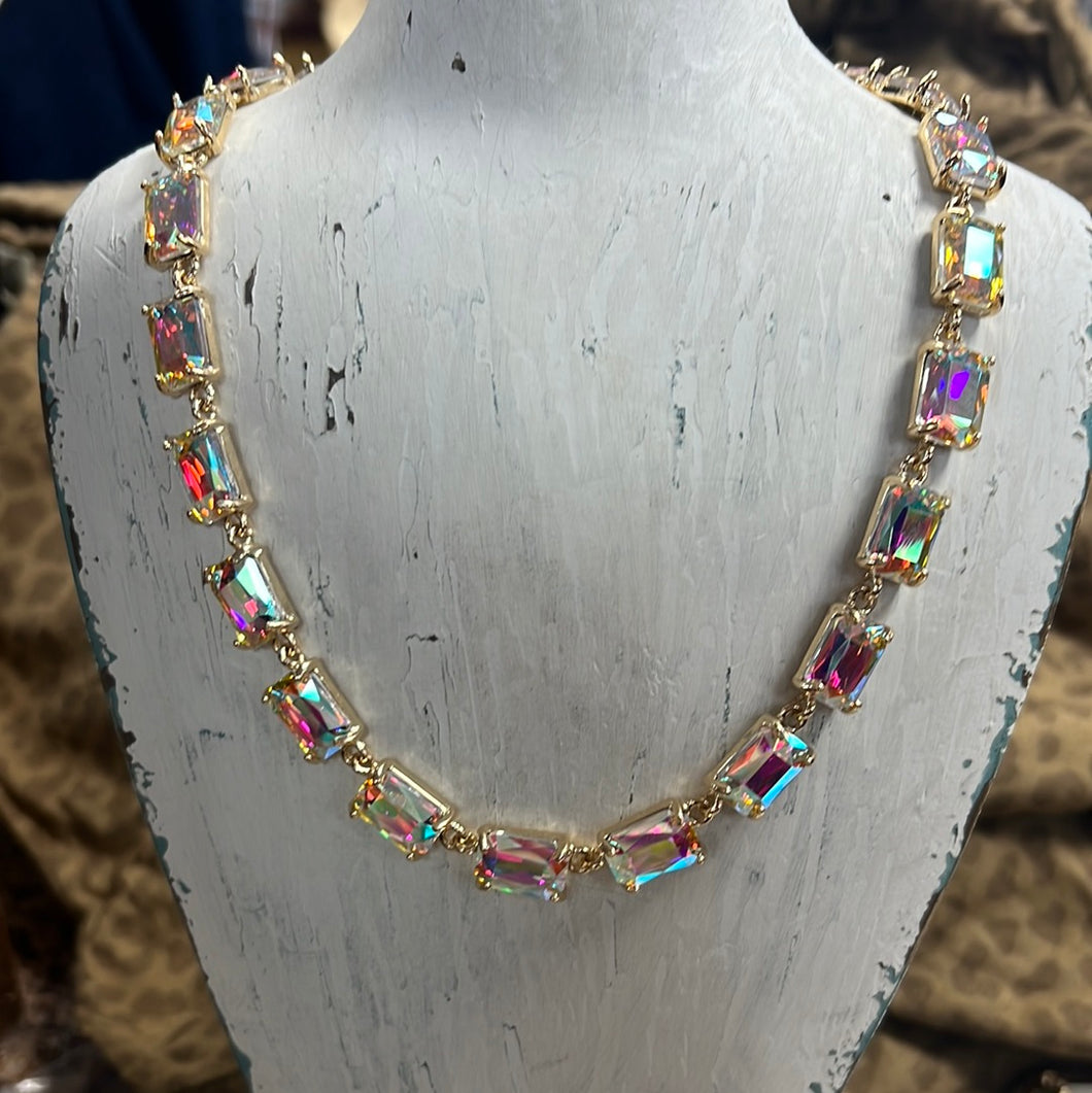 Posh Rectangle Rhinestone Necklace